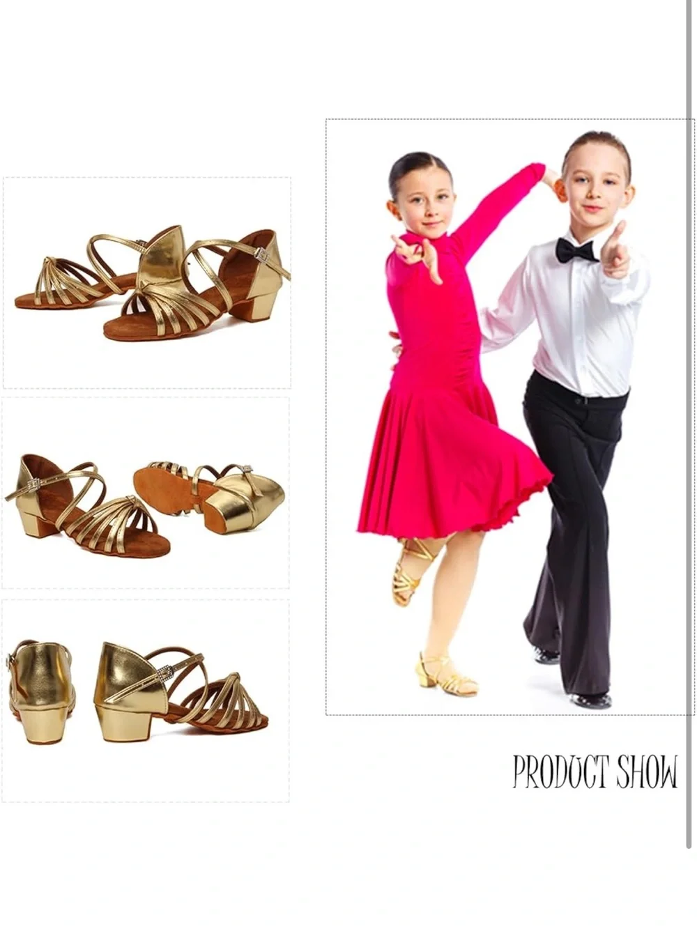 Girls Latin Dance Shoes Satin Suede Sole Ballroom 2 Little kid. 1841-2